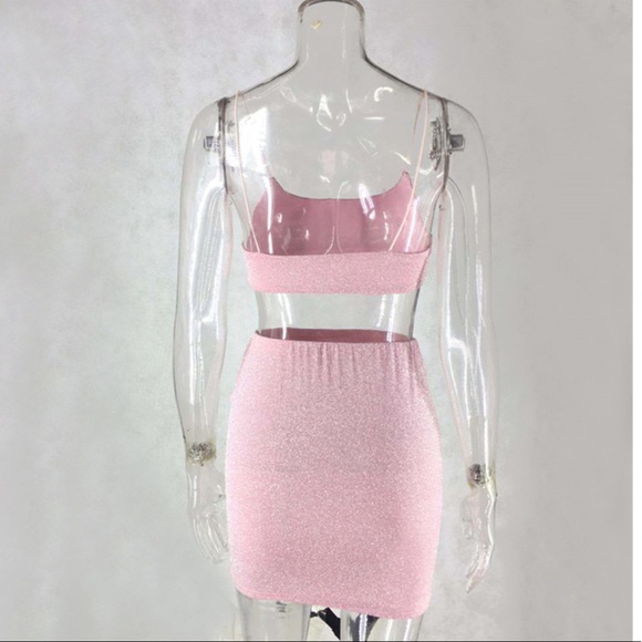 Sparkly pink two piece skirt set - Picture 5 of 8
